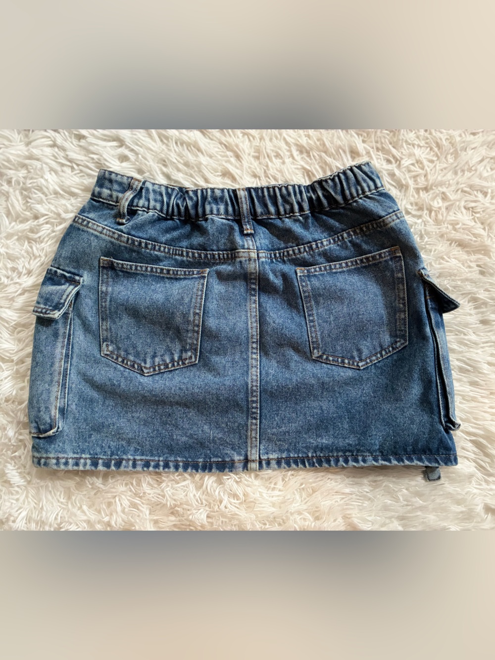 Y2K Punk Mall Goth Alt Emo Cyber Grunge Harajuku Biker Cargo Denim Mini Skirt M - Picture 7 of 7